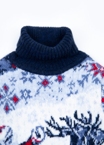 Синій зимовий светр для дівчинки зимовий синій воріт з дідом морозом Pulltonic Прямая