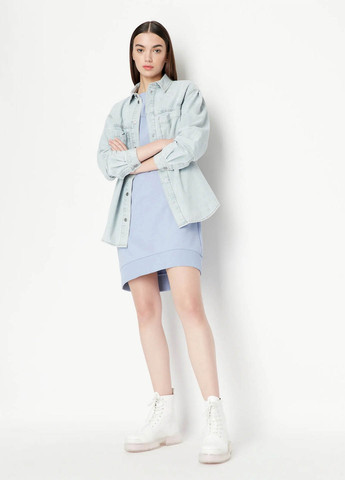 Светло-голубое спортивное, кэжуал платье платье-свитшот Armani Exchange однотонное