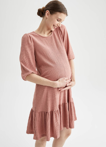 Пудрова кежуал сукня для вагітних а-силует DeFacto однотонна