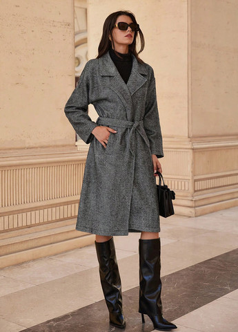 Темно-серое демисезонное Пальто однобортное SHEIN