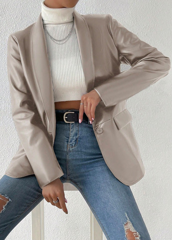Серо-бежевый женский жакет SHEIN однотонный - демисезонный