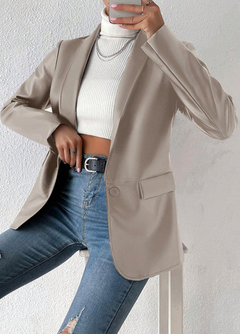 Серо-бежевый женский жакет SHEIN однотонный - демисезонный