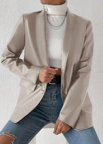 Серо-бежевый женский жакет SHEIN однотонный - демисезонный