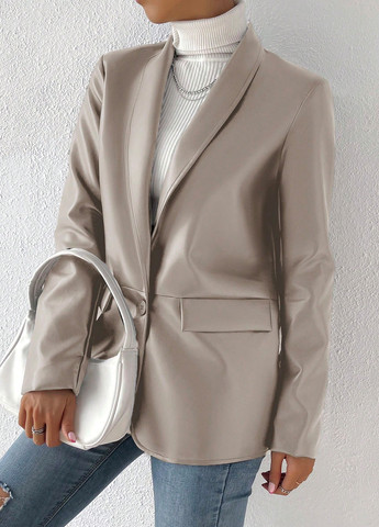 Серо-бежевый женский жакет SHEIN однотонный - демисезонный