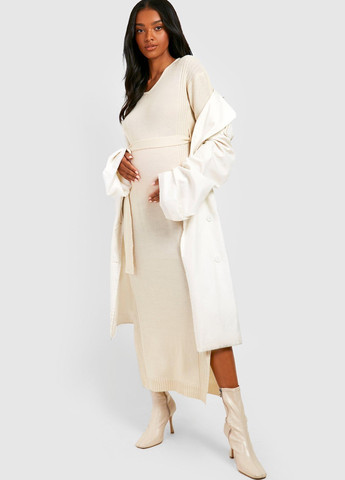 Светло-бежевое кэжуал платье для беременных платье-свитер Boohoo однотонное