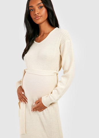 Светло-бежевое кэжуал платье для беременных платье-свитер Boohoo однотонное