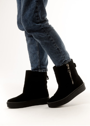 Зимові з натуральної замшевої шкіри стильні черевики на хутрі INNOE сапоги (255103011)