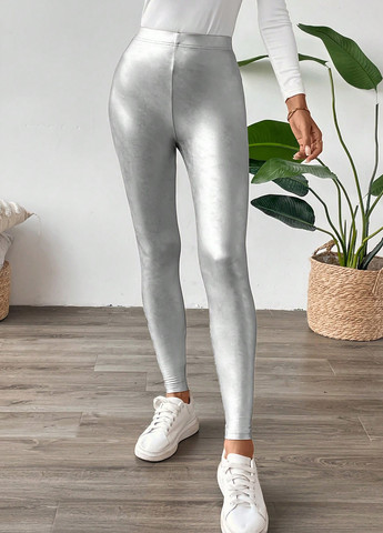 Серебряные демисезонные леггинсы SHEIN