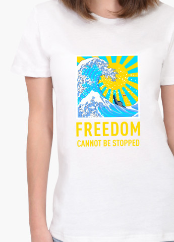 Белая демисезон футболка женская свободу не остановить (freedom can not be stopped) белый (8976-3673) s MobiPrint