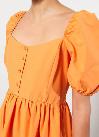 Оранжевое кэжуал платье колокол LC Waikiki однотонное