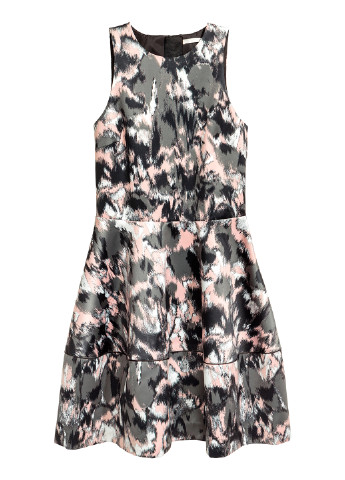 Комбинированное коктейльное платье H&M с абстрактным узором