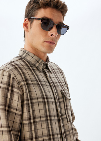 Темно-бежевая кэжуал рубашка в клетку KOTON