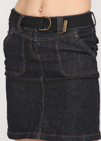 Темно-синяя джинсовая однотонная юбка Camaieu мини