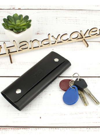 Мужской подарочный набор №48 черный (кошелек и ключница) HandyCover однотонный чёрный