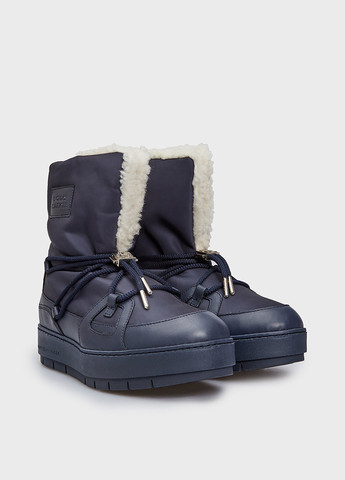 Синие дутики Tommy Hilfiger с логотипом, с мехом