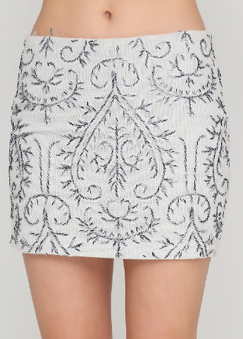 Светло-серая кэжуал с орнаментом юбка Zara мини