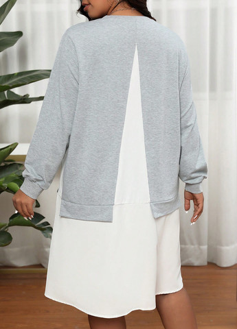 Серое кэжуал платье платье-свитшот SHEIN меланжевое