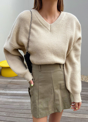 Бежевый демисезонный пуловер пуловер SHEIN