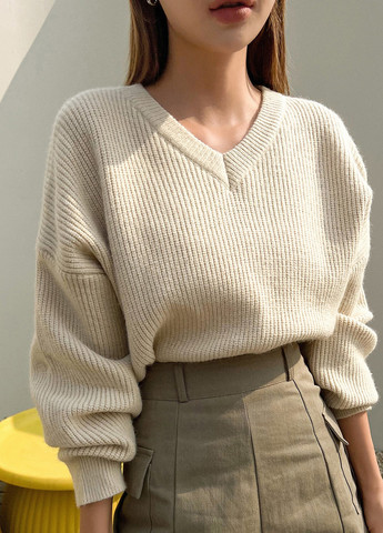 Бежевый демисезонный пуловер пуловер SHEIN