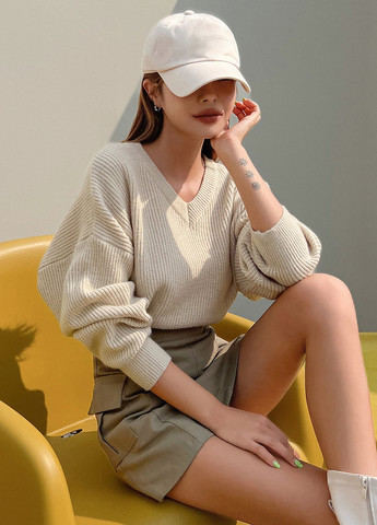 Бежевый демисезонный пуловер пуловер SHEIN