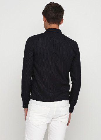 Темно-синяя кэжуал рубашка в полоску H&M с длинным рукавом
