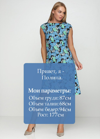 Голубое кэжуал платье Marni с цветочным принтом