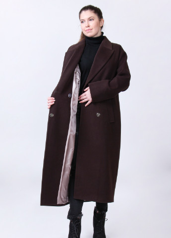 Темно-коричневое демисезонное Пальто демисезонное Ким шоколад O`zona milano