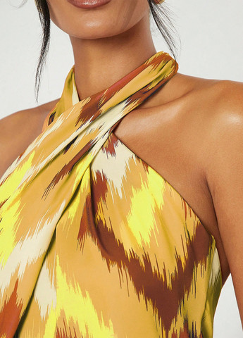 Жовтий кежуал сукня з відкритою спиною SHEIN з абстрактним візерунком