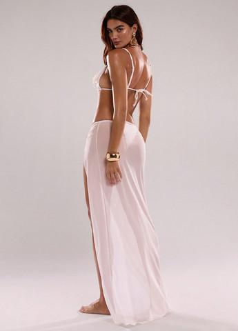 Белый летний комплект (лиф, трусики, юбка) бикини, раздельный SHEIN