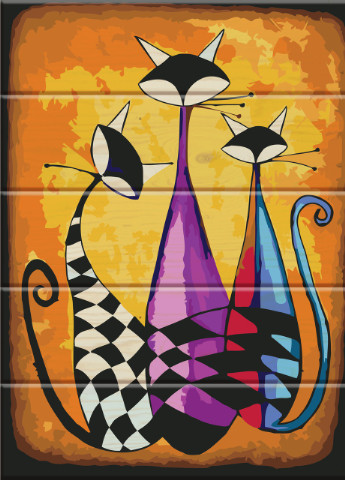 Картина за номерами на дереві "Три кота" 30*40 см ArtStory (252265650)