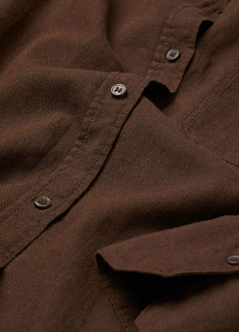 Темно-коричневая кэжуал рубашка однотонная H&M
