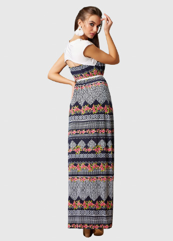 Комбинированное кэжуал платье клеш ST-Seventeen с орнаментом