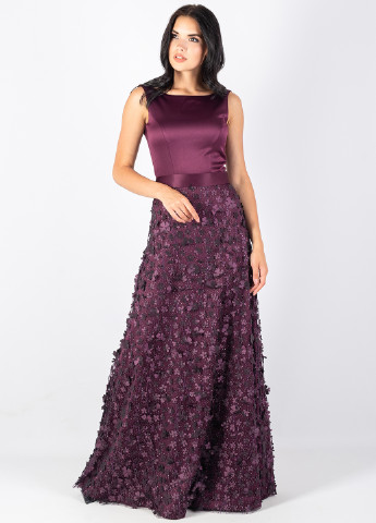 Фиолетовое вечернее платье с открытой спиной Seam однотонное