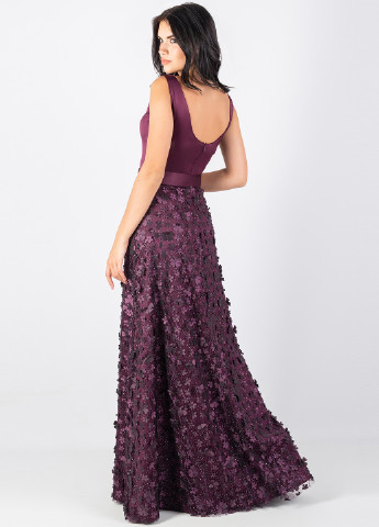 Фиолетовое вечернее платье с открытой спиной Seam однотонное