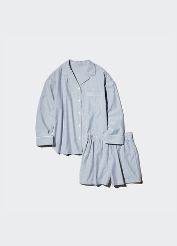 Блакитна всесезон піжама (сорочка, шорти) сорочка + шорти Uniqlo