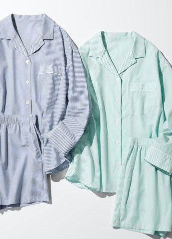 Блакитна всесезон піжама (сорочка, шорти) сорочка + шорти Uniqlo