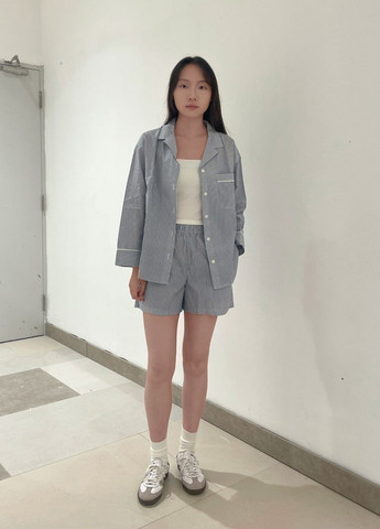 Блакитна всесезон піжама (сорочка, шорти) сорочка + шорти Uniqlo