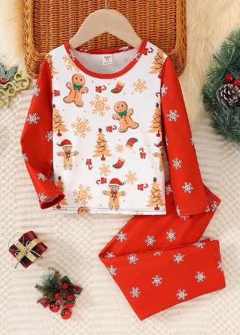 Комбинированная зимняя пижама (лонгслив, брюки) SHEIN