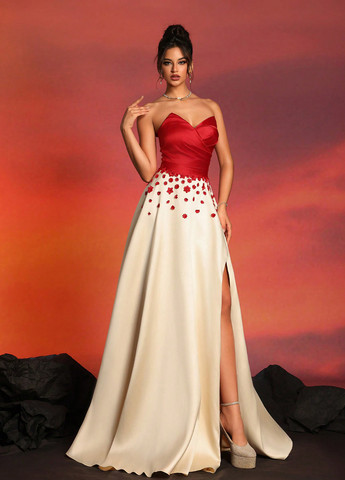 Комбінована святковий, вечірня сукня кльош SHEIN колор блок