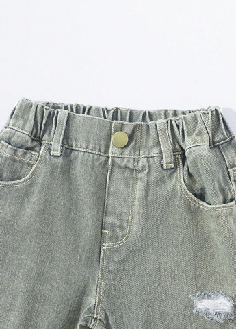 Серо-зеленые демисезонные регюлар фит, прямые джинсы SHEIN