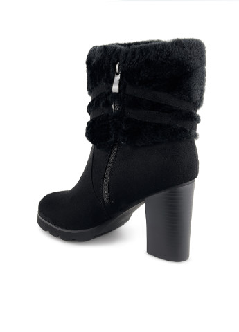 Черные зимняя ботильоны черные женские зимние эко замша на каблуке Fashion