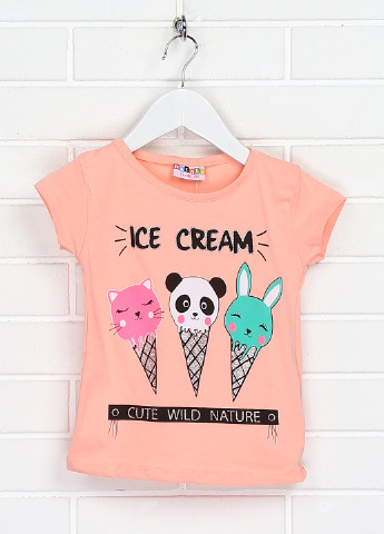 Персиковая летняя футболка Hacali Kids