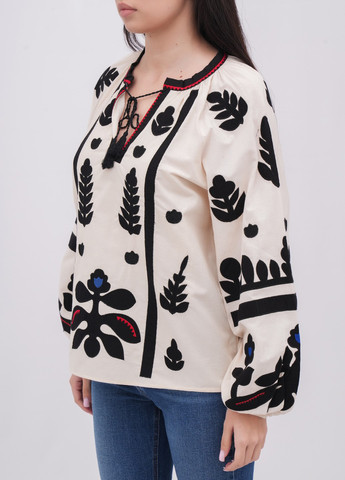 Белая вышиванка EQUILIBRI узор однотонный прямой хлопок (341745027)