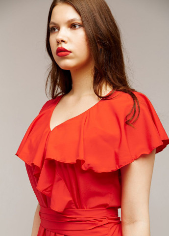Красное кэжуал платье so-78338-red Alpama однотонное