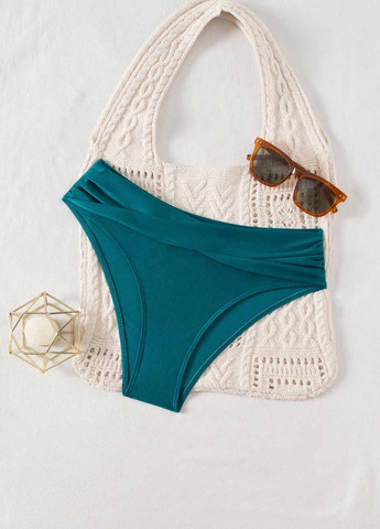 Темно-бирюзовые купальные трусики-плавки однотонные SHEIN