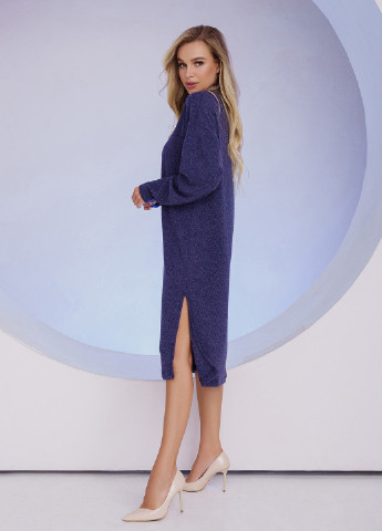 Темно-синее повседневный платье женское платье-свитер ISSA PLUS однотонное