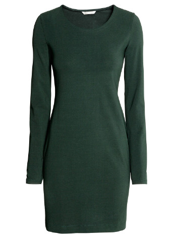 Темно-зеленое кэжуал платье H&M меланжевое