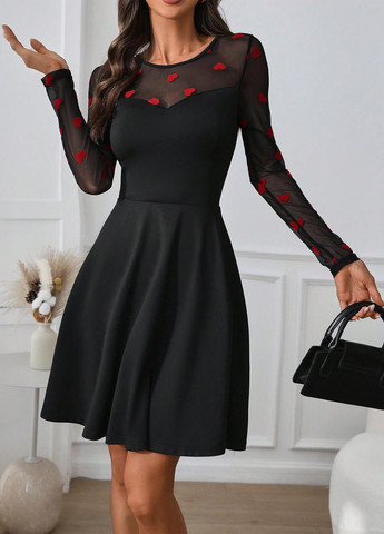 Чорна кежуал сукня кльош SHEIN однотонна