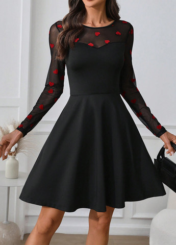 Чорна кежуал сукня кльош SHEIN однотонна