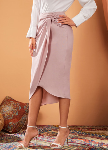 Пудровая вечерний, кэжуал однотонная юбка SHEIN